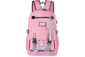 HANXIUCAO Filles Sac À Dos Adolescent Boule De Poils Pull Fleur Sac À Dos 20-35L Femelle Étudiant Collège Verrouillé Cartable Antivol Sac À Dos Avec Port De Charge USB