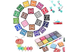 Funxim Almohadillas De Tinta, almohadilla de tinta de actualización Huellas dactilares no tóxicas Lavable almohadilla de sello para bodas de lona, tela de papel artesanal, libro de recuerdos (20 Pack)