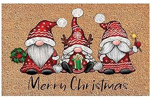 ‎HEARTHXY Hearthxy Fußmatte Weihnachten kokos Außen Innen Waschbar Fußabtreter Weihnachtsteppich Weihnachten Gnom Muster Eingangsteppich Rutschfester Wohnzimmer Schlafzimmer Weihnachtsdeko 40x60 cm