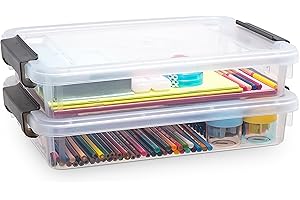 CITYLIFEHOUSE Citylife 2Pack A4 Storage Boxes, 4.5L A4 plastic box with Lids, Stackable, Handles, Transparent Plastic Storage Boxes for Document, Book, Stationery, Photo