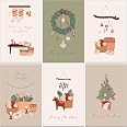 Set Di 16 Biglietti Di Natale Vintage Con Buste - Carta Riciclata, Design Montagna, Fatto In Germania