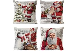 Yuson Girl Set of 4 Christmas Pillow Cushion Cover Sofa Couch Pillowcases for Christmas Home Decoration