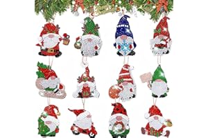 MHwan 12 Stück Doppelseitiger 5D Diamond Painting Wichtel Weihnachten Anhänger, glänzend exquisit, Diamond Painting Adventskalender, Kann an Weihnachtsbäumen, Geschenkboxen aufgehängt werden