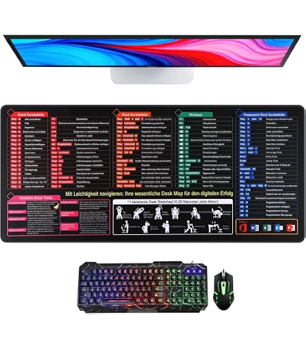 Tapis De Souris Excel 800x300 Mm – Sous-main Bureau Avec Formules, Design Allemand, Antidérapant Et Lavable