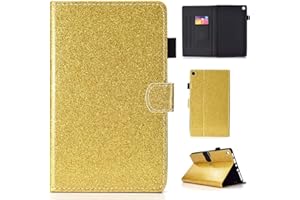 LMFULM® Case for Amazon Kindle Fire HD8 2016/2017 (8,0 Inch) PU Magnetic Cover Shining Case Sleep/Wake Function Stent Function Holster Leather Case Flip Cover for Amazon Kindle Fire HD8 Gold