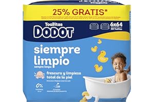 Dodot Baby Dry Wipes, 384 Wipes, Recovers Baby's Skin pH (6 Packs of 64)