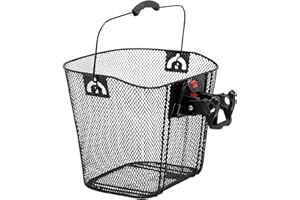 P4B | Panier Avant pour Guidon de vélo Noir - Panier Avant à Mailles serrées pour Votre vélo | avec Support Clip-on | pour Guidon de 22 à 27 mm de diamètre