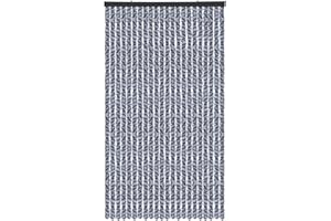 Arsvita Flauschvorhang Türvorhang (90x200 cm) in Meliert Blau-Weiß-Silber als Insektenschutz für Balkon, Terrasse oder Wohnmobil, Wohnwagen, Pavillon