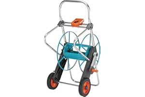 Gardena 100 metalowy wózek na wąż: stabilny, powlekany bęben na wąż, kątowe przyłącze, zabezpieczenie przed kapaniem, ręczna korbka, maks. 100 m 1/2", 80 m 5/8", 50 m 3/4", 25 m 1" (2674-20)