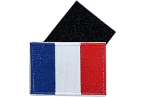 A TODA LECHE Bandiera Francia Patch con Velkro - Patch 100% Ricamati per Abbigliamento - Patch Paesi e Bandiere Europa - Patch per zaini - Bandiera Francia 75 x 50 mm