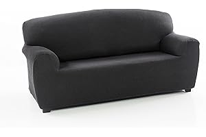 FAVERTI® Funda Sofá 3 plazas Elástica Universal de 180 a 220cm | Modelo Reale | Gris | Funda Protectora Sofá | Protector de Calidad de Tejido Jacquard Tacto algodón