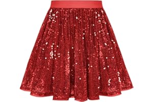 GRACE KARIN Mädchen Süß Pailletten Faltenrock Elegant A-Linie Party Prinzessin Rock mit Elastischen Taille