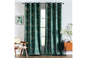 ‎EMEMA EMEMA Samtvorhänge Vorhang Blickdicht Vorhänge mit Ösen Gardinen Deko Ösenvorhang Dekoschal Dekogardinen für Schlafzimmer Wohnzimmer 2er Set 140 x 280 cm(B x H) Dunkelgrün