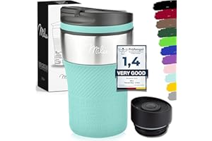 Milu Tazza termica da viaggio per caffè 210ml - 100% a Prova di perdite - Isolata Tazza di caffè e tè da portare via Tazza Termica da bere in acciaio inossidabile - Caldo e freddo - Turchese