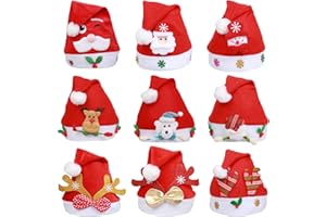 NIU MANG 9 Pack Christmas Hat Non-Woven Pleuche New Hats Santa Hat Xmas Holiday Hat for Christmas New Year Festive Holiday Party Supplies