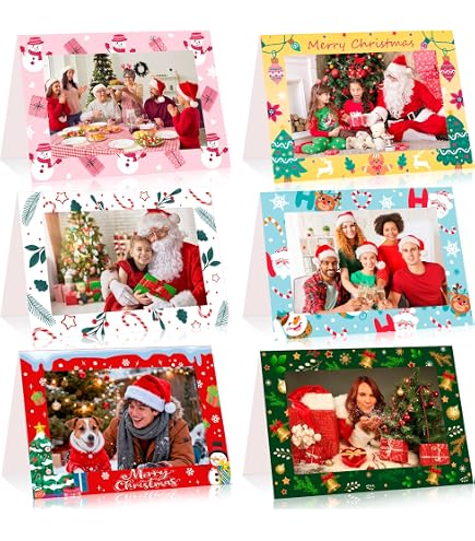 12 Biglietti Di Natale Rossi Stile Scandinavo Con Spazio Per Foto 15x10 Cm – Fai Da Te Con Le Tue Foto – Cartoline Festive Con Buste Bianche – Ideali Per Famiglia E Amici