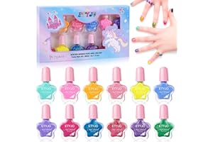 ETYJO Vernis à Ongles Enfant - 12 Couleurs Peel-Off Vernis Enfant Fille Non Toxique, Séchage Rapide kit Vernis Enfant Coffret Vernis Enfant Fille Cadeau Pour les Adolescente Filles