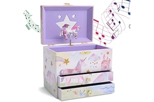 Jewelkeeper Unicorn Jewellery Box for Girls with 2 Pull-out Drawers, Glitter Rainbow and Stars Unicorn Design, The Beautiful Dreamer Tune - Store Your Precious Items - Ideal for Girls Ages 3 and Up
