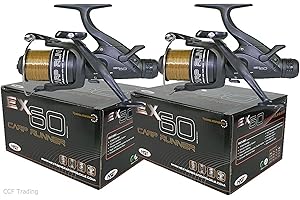CARP-CORNER NGT EX60 Karpfen Hecht Friedfischangeln Rollen Freilaufrollen Rolle Geladen Mit 4,5 kg Linie Twin Lenker Rollen, Herausragende Balance Und Quality - 2 Reels
