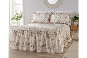 Diana Cowpe Double Rose Garden Floral Flower Fitted Bedspread With 2 Matching Pillow Shams 135cm x 200cm With 56cm Drop