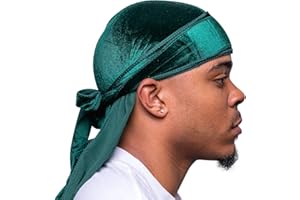 Veeta Superior Velvet Durag – Weiche Samt-Durags für Männer und Frauen, Lange, doppelt breite Träger, seidiges Durag-Futter, dreifach genäht