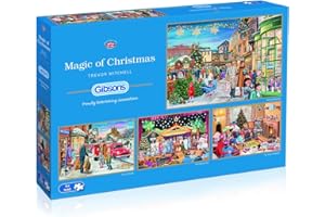 Magic of Christmas 4x500 Piece Jigsaw Puzzle | Sustainable Puzzle for Adults | Premium 100% Recycled Board | Great Gift for Adults | Gibsons Games