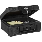 Amazon Basics Fireproof and Submersible Document Safe with Key Lock, Capacity 6.2L, UL 72 Class 350 Certified, Black