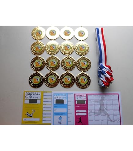 FOOTBALL MAN OF THE MATCH MEDALS AND RIBBONS 70MM BULK PACK OF 20 ANTIQUE GOLD | UK