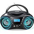 Sunoony Portable CD Player Boombox with FM Radio,Bluetooth 5.1,Clear Sound,LCD Display,USB/AUX Input,AC/Battery Powered,CD/CD-R/CD-RW Compatible,3.5mm Headphone Jack,Sleep Timer for Home,Seniors,Kids