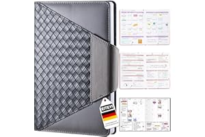 EITEYI Agenda 2024 Semainier A4 Horizontal & Vertical 21x16cm-Planner Semainier 12 Mois Agenda De Jan 2024 À Déc 2024 Avec Planification Autocollants-Couverture Souple en Cuir-Papier Certifié FSC®