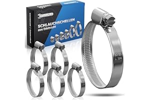 GARSIDURO® 9 fascette stringitubo in acciaio inox 32-50 mm - Morsetti per tubature grezze professionali in alta qualità, DIN3017, per piscine, filtri a sabbia, stagni e giardini | 32-50mm | 9 pezzi