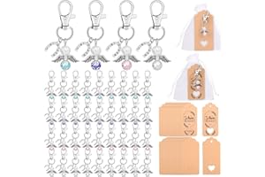 Lucomb 4 Farben Schutzengel Anhänger, 36 stück Gastgeschenke Taufe Hochzeit Gastgeschenke Schutzengel mit Organza Beutel Kraftpapier Anhänger für Weihnachten Kommunion Konfirmation Taufe Geschenk