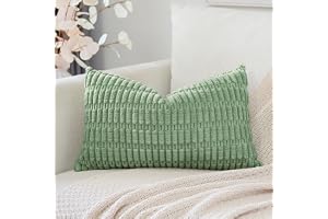 Artscope Dekorativa kuddfodral i Ribbad Sammet, Super Mjukt, Dekoration för Hem, Vardagsrum, Sovrum, Soffan, 40x60 cm Grön Gr