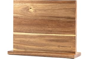 Hanseküche ceppo portacoltelli magnetico in legno di acacia - portacoltelli bifacciale senza coltelli con magnete in legno portacoltelli su entrambi i lati (base in legno)