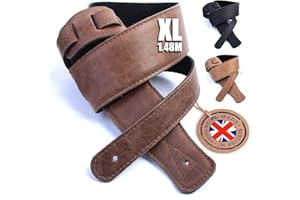 NORDELL British Handmade Real Leather Guitar Strap: Finest Ultra Soft Italian Nappa Leather, 148cm long Foam Cushion Padded Guitar Belt - Suits Electric, Bass or Acoustic Instruments (inc Semi/Electro)