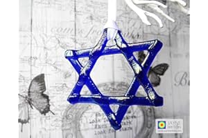 JAYNE BRITTON Indigo blue glittering star light catcher, deep blue, iridescent fused glass, six pointed star, sun catcher, light catcher, christmas decoration