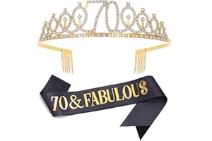 DIMETEY Set di diadema con fascia e strass in oro nero, regalo di compleanno per donne, fascia di compleanno/diadema per festa di compleanno da donna