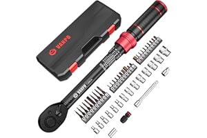 VANPO Clé Dynamométrique 1/4'', 1-25Nm pour Vélo, Précision ±3%, Kit D'entretien 49 Pièces avec Douilles Allen, Barre D'extension 75mm, Adaptateur 3/8'', Bits Adaptateur