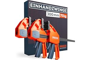 Presch One-Handed Clamps 300 mm Pack of 2 - Clamp Set with 75 kg Clamping Force for Instant Fixing - Robust Quick Release Clamps Thanks to Carbon Steel and Fibreglass Reinforced Housing - Clamps with