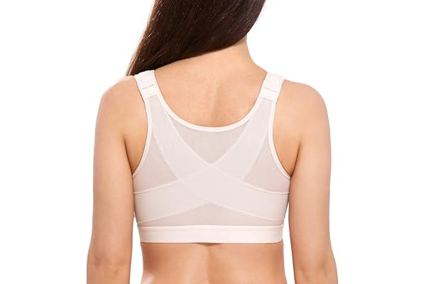 DELIMIRA Soutien Gorge Fermeture Devant sans Armature Grande Taille Correcteur de Posture Non Rembourré