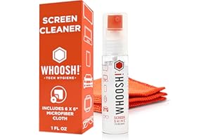 Whoosh! Limpia Pantalla portátil Go para iPhone, MacBook y Tablet – 30 ml Limpia Gafas Spray con paño de Microfibra, sin Rayas, Botella Recargable de Bolsillo aprobada para Viaje