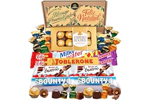 CIA&CO Ferrero Rocher, Toblerone, Kinder Bueno, Bounty Coconut, Mars, Twix E Deliziose Barrette Kit Kat E Huesitos Confezione Regalo Dolci - 20 Cioccolatini