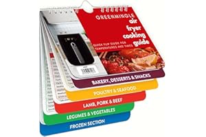 GreenMingle Air Fryer Cookbook Magnetic Cheat Sheet Set Air Fryer Cooking Times Chart Oven Cooking Pot Temp Guide Conversion Chart Cooking Measurements for Food Air Fryer Accessories Recipes Guide