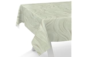 ANRO Nappe en toile cirée, lavable, pour table de jardin, motif abstrait, vert, 300 x 140 cm, bord coupé