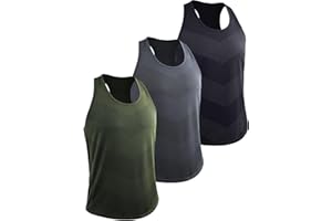 Cadmus Men's 3 Pack Gym Muscle Vest Running Dry-Fit Sleeveless Y-Back Tank Top Training Fitness Shirts