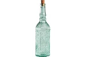 BORMIOLI ROCCO Country Home Fiesole Bottle 25.3oz / 720ml - Vintage Green Glass Storage Bottle with Cork