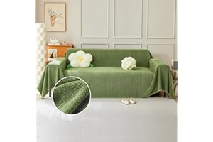 TAOTAOGO Sofa Cover 1 2 Seater Herringbone Chenille Corner Sofa Slipcover Washable L Shape Sofa Covers Sectional Couch Cover with Tassel Furniture Protector Loveseat Futon Cover B Green 180x260cm