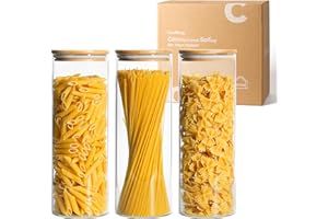ComSaf Barattoli di Vetro con Coperchio 2200ml, Set di 3 Contenitori Alimentari, Spezie Vasetti di Tappo in Ermetico Sughero per Alimenti, Caffè, Tè, Pasta, Conservazione Trasparente Vasetto Cucina