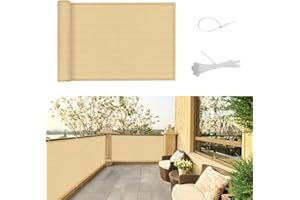 SUNNY GUARD Pantalla para Balcón 75×600cm Jardín Protección de Privacidad HDPE Protección UV, Resistente al Viento, con Ataduras de Cables,Arena