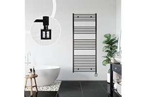 anapont Scaldasalviette elettrico da bagno 1475hx600b – nero – con funzione timer – Scaldasalviette – Riscaldamento elettrico – Asciugamani da bagno – Made in Germany
